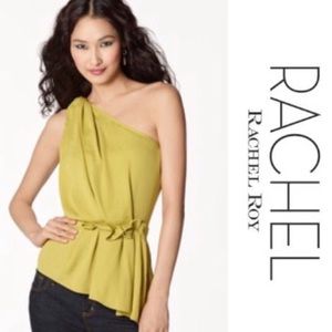 Rachel Roy Chartreuse One Shoulder Peplum Top 4